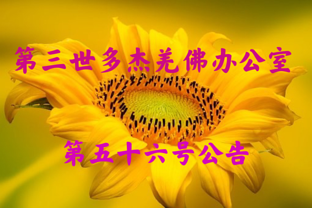 第三世多杰羌佛辦公室第五十六號公告