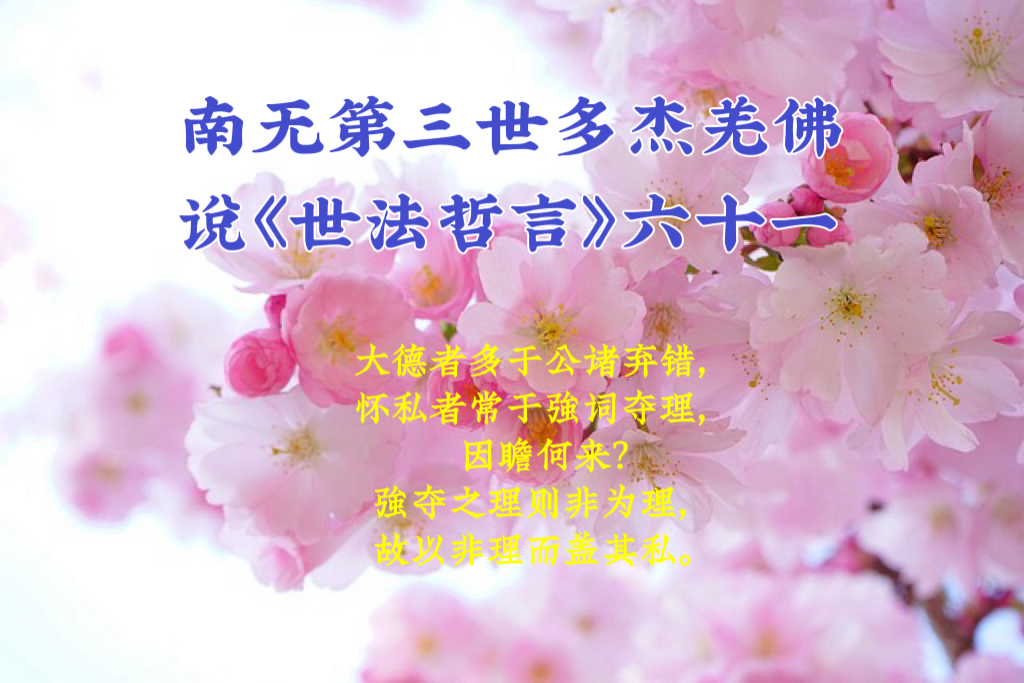 南无第三世多杰羌佛說《世法哲言》六十一