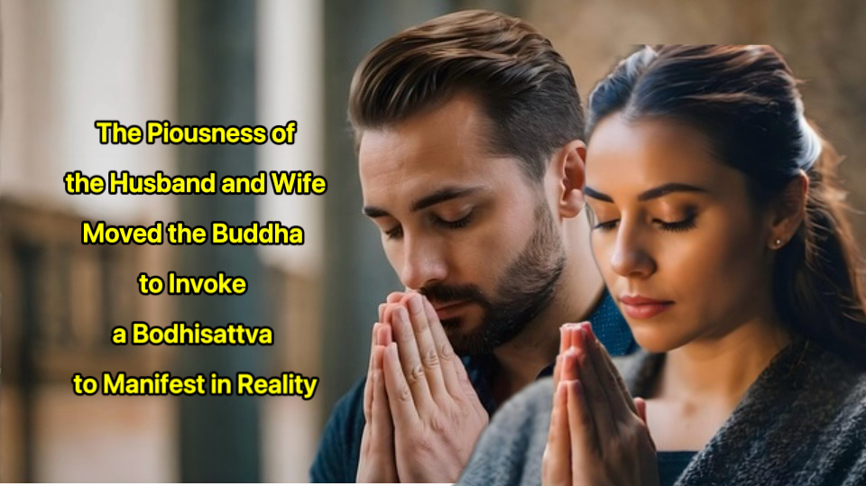 The Piousness of the Husband and Wife Moved the Buddha to Invoke a Bodhisattva to Manifest in Reality